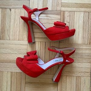 Miu Miu red suede heeled sandals - size EU 40